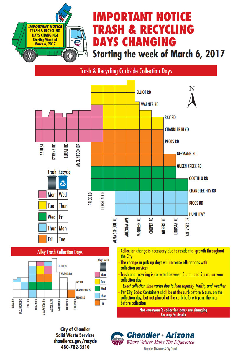 Chandler New Trash and Recycling Day Starting March 6, 2017