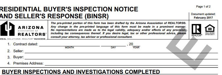 BINSR: the form for Arizona home buyers and sellers to negotiate repairs